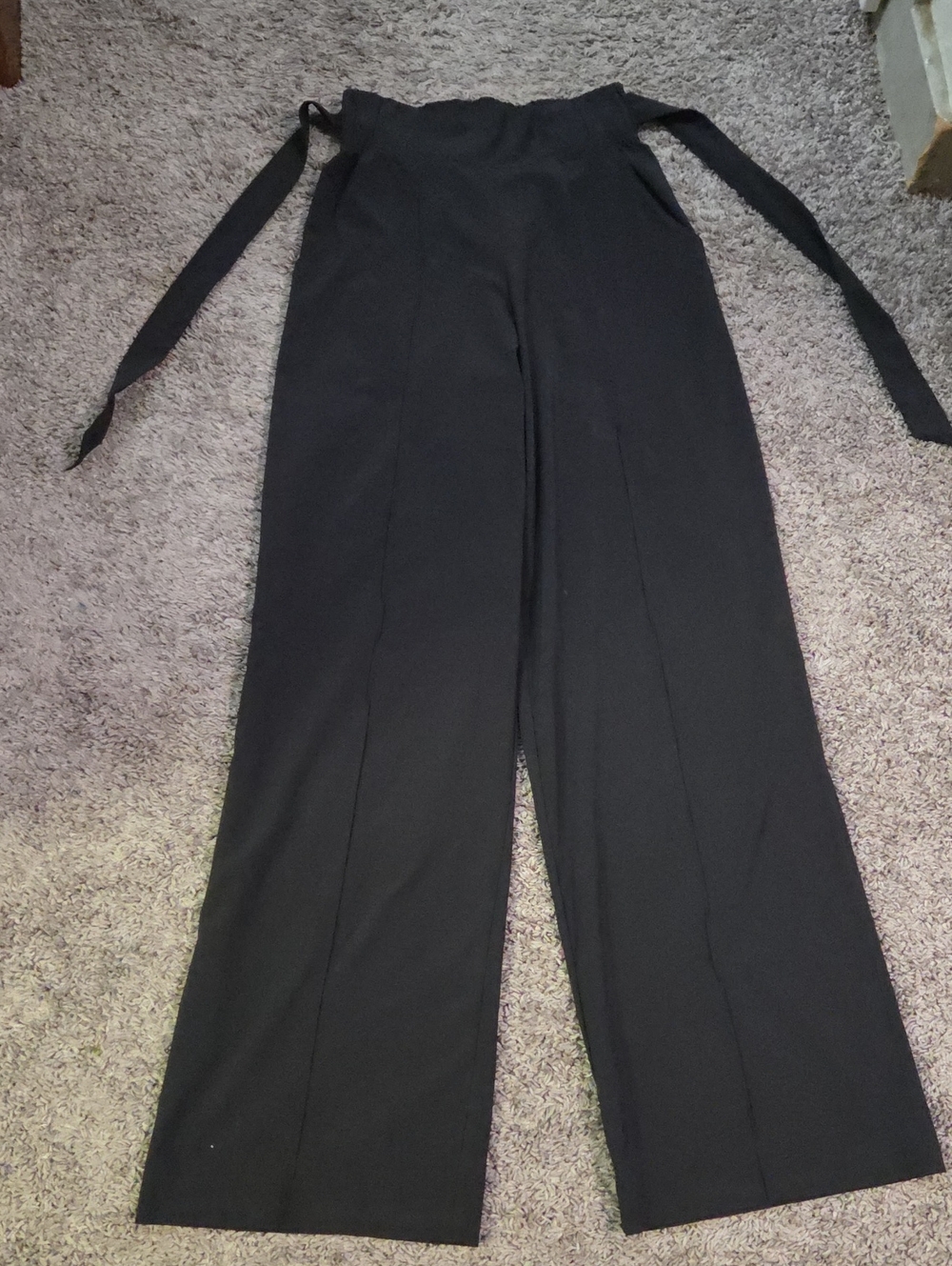 lululemon athletica Black Wide-Leg High-Rise Pants with Waist Ties